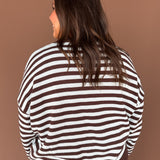Striped Crewneck Sweater-Brown/Blue