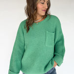 Oversized Front Pocket Sweater- Green - Ana Patricia Boutique