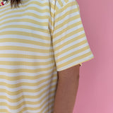 Oversized Stripe Tee- Yellow/White - Ana Patricia Boutique