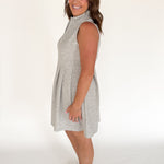 Sleeveless Scuba Zip Up Dress-Grey - Ana Patricia Boutique