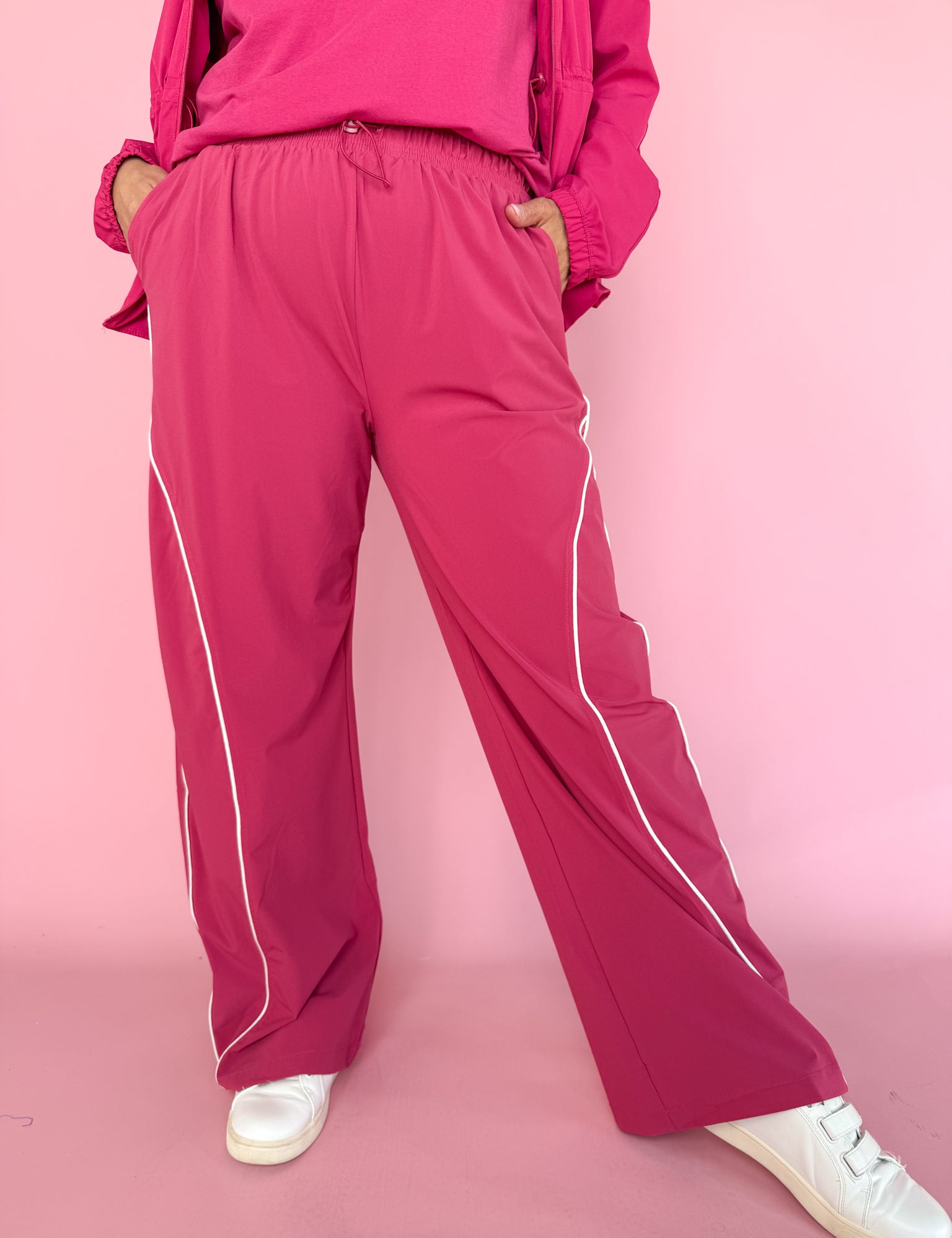 Curved Track Pants- Pink - Ana Patricia Boutique