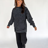 Double Ribbed Pullover- Black