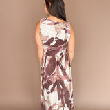 Abstract Sleeveless Dress-Mocha - Ana Patricia Boutique
