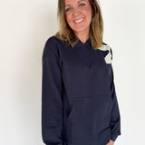 Floral Patched Hoodie- Navy