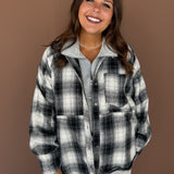 Plaid Flannel Button Up- Black