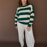 Thick Stripe Sweater- Hunter Green