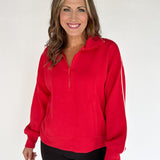 Scuba Piping Quarter Zip- Red/Cream