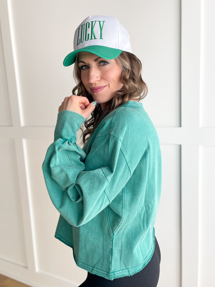 In Stride Pullover- Mineral Green