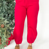 Fleece Jogger Sweatpants- Red