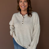 Oversized Henley Sweater- Oatmeal