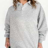 Oversized Polo Pullover- Grey