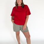 Crew Neck Short Sleeve Top- Red - Ana Patricia Boutique