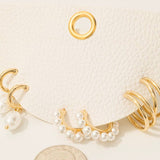 Mixed Pearl Studs And Charms Hoop Earrings Set