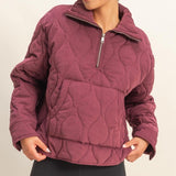 Quilted Half Zip Jacket- Cherry