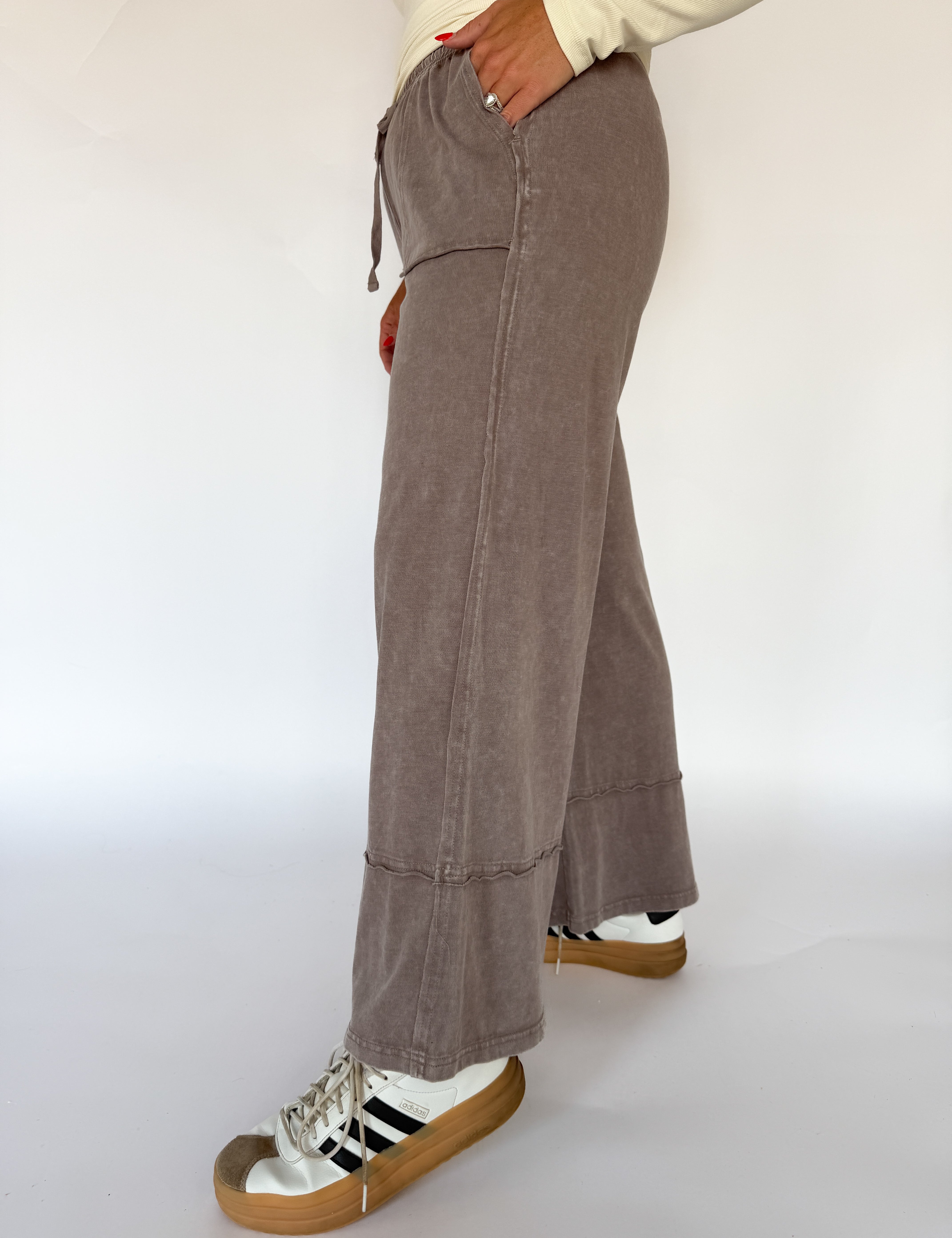 Cotton Slub Lounge Pant-Mocha - Ana Patricia Boutique