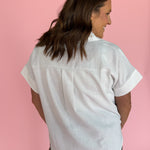 Collared Woven Top- White - Ana Patricia Boutique