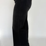 Pintuck Wide Leg Denim Jeans -Black