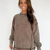 Double Ribbed Pullover- Brown