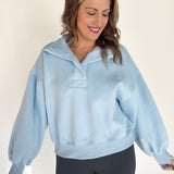 High Collar Pullover - sky Blue