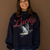 Lucky Duck Reversible Mock Neck- Navy