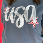 USA Embroidery Tee- Navy - Ana Patricia Boutique