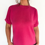 Luxe Ribbed Lounge Tee-Pink - Ana Patricia Boutique