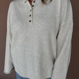 Oversized Henley Sweater- Oatmeal