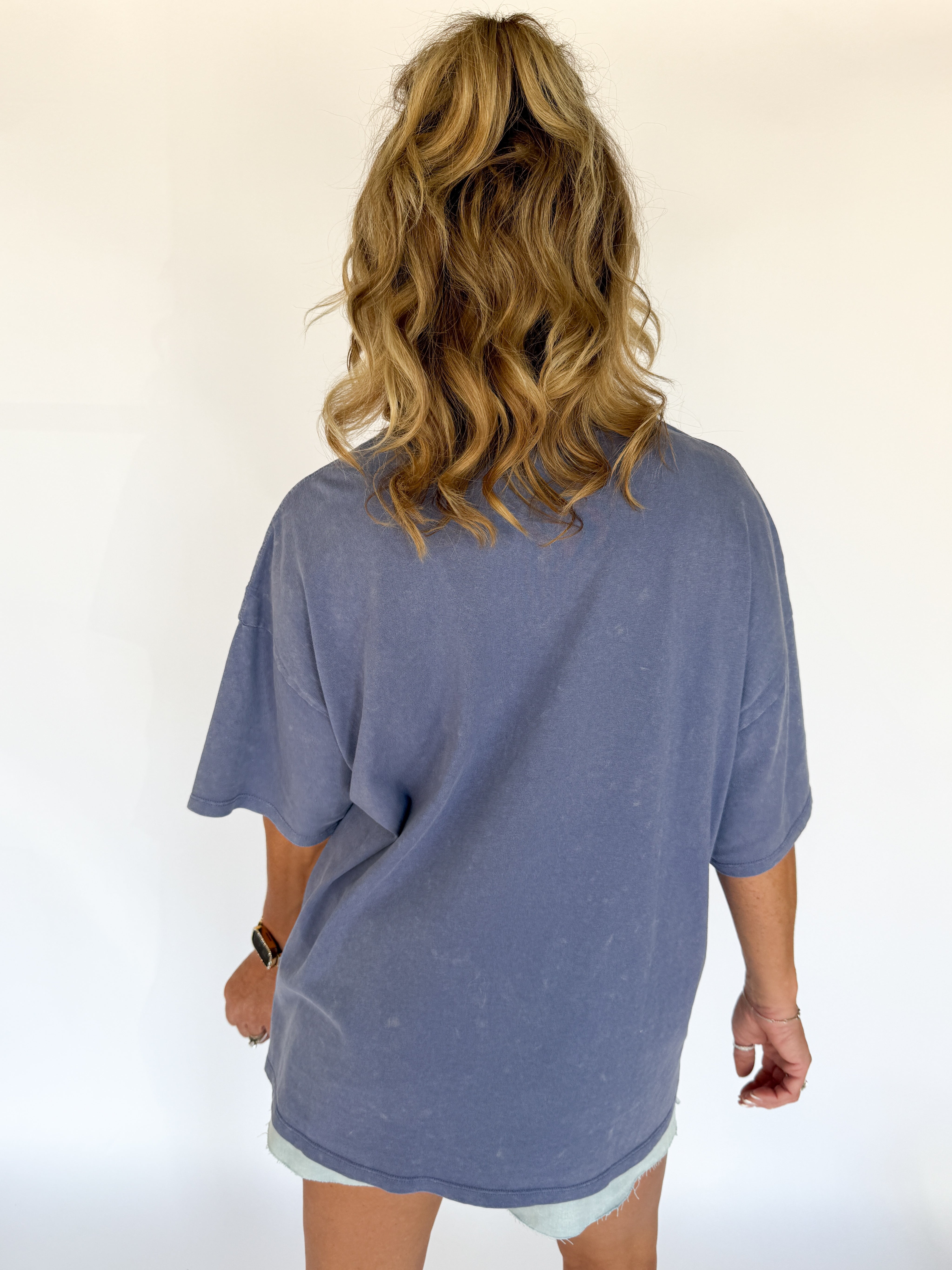 Mineral Wash Oversized Tee-Indigo Blue - Ana Patricia Boutique