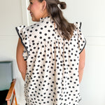 Polka Dot Smocked Top- Oatmeal - Ana Patricia Boutique