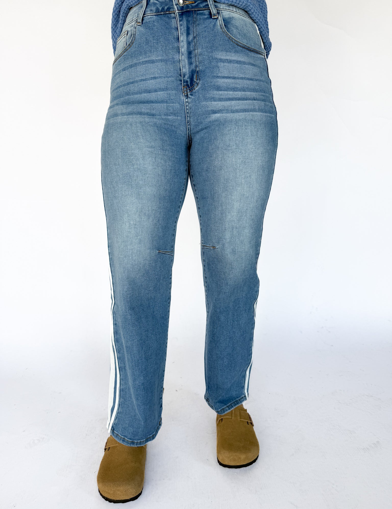 Varsity Stripe Barrel Jeans - Ana Patricia Boutique