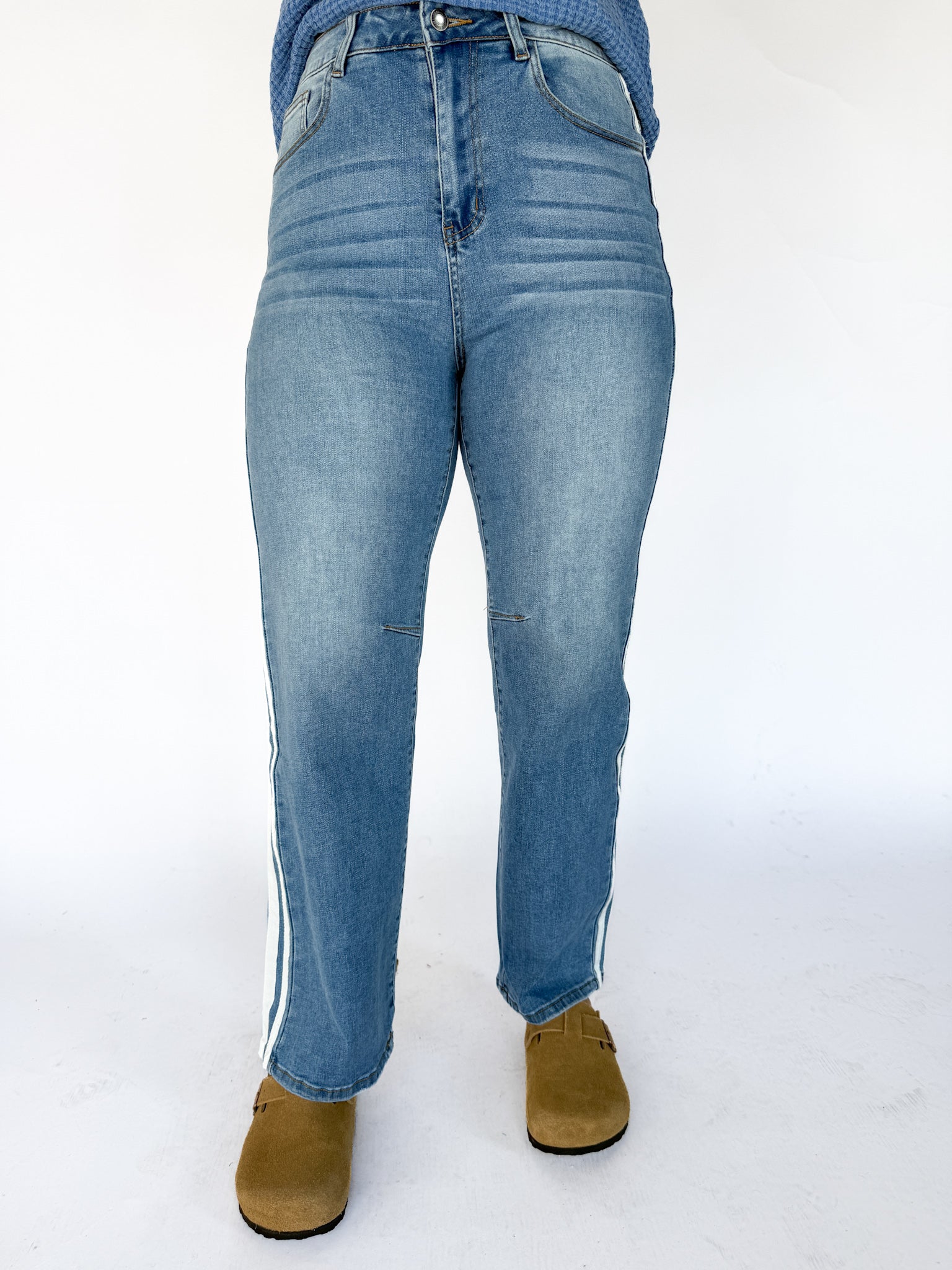 Varsity Stripe Barrel Jeans - Ana Patricia Boutique