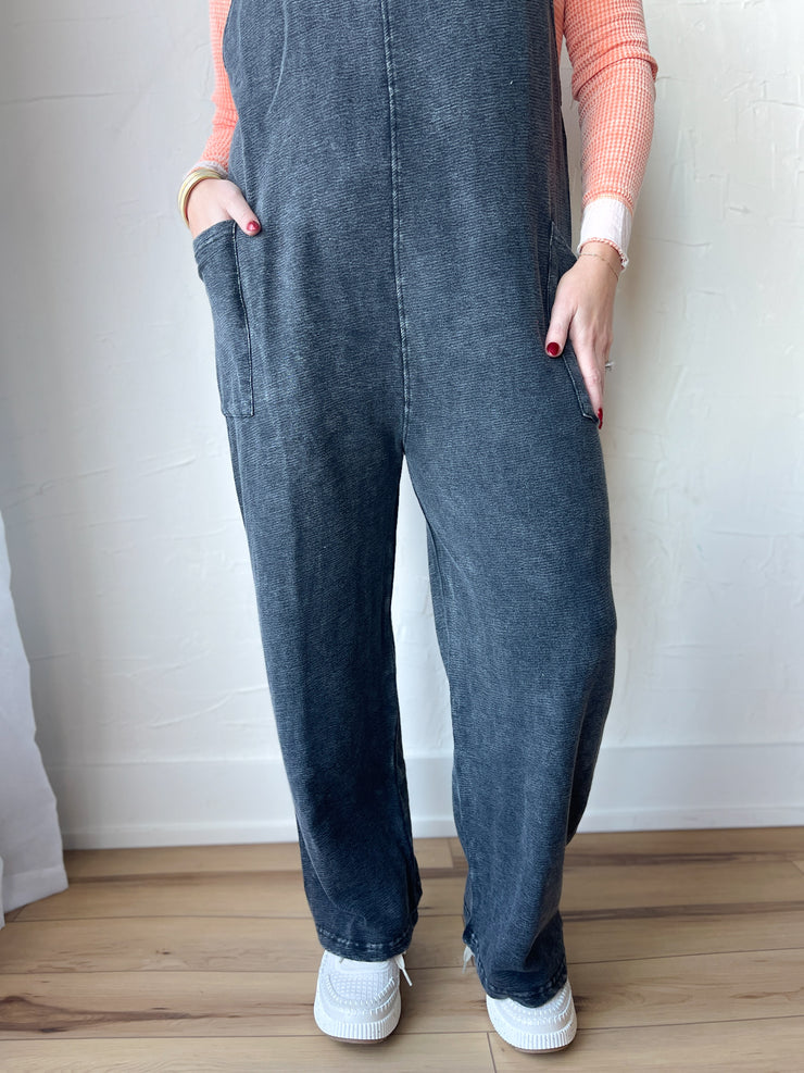 The Lounger Jumpsuit- Mineral Black