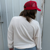 Ribbed Nebraska Pullover- Cream