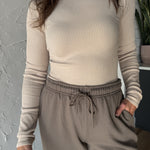 Seamless Ribbed Top- Oatmilk - Ana Patricia Boutique