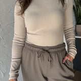 Seamless Ribbed Top- Oatmilk - Ana Patricia Boutique