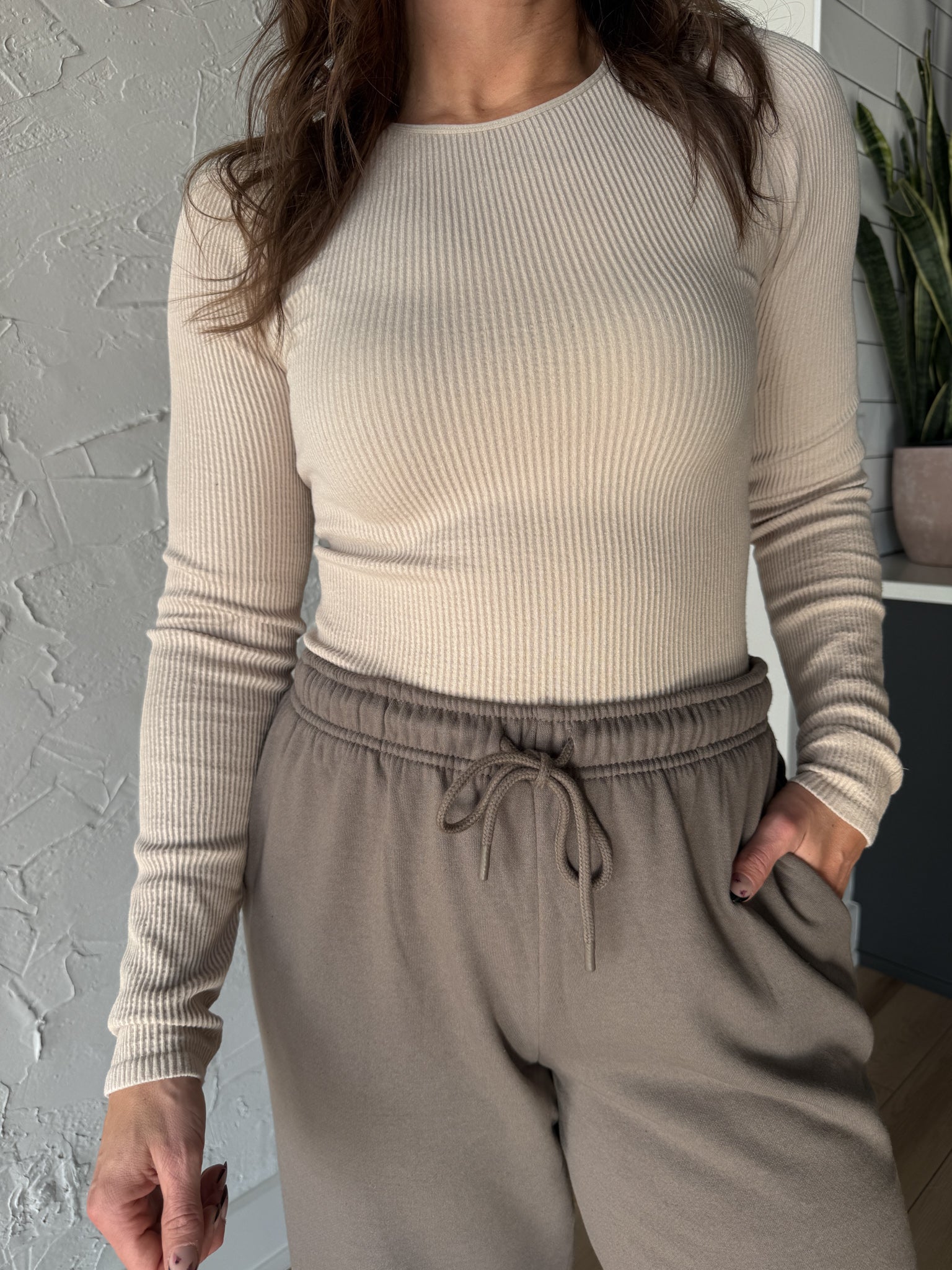 Seamless Ribbed Top- Oatmilk - Ana Patricia Boutique