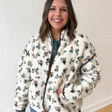 Floral Sherpa Jacket- Cream