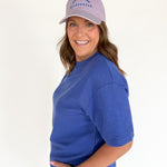 Crew Neck Short Sleeve Top- Blue - Ana Patricia Boutique