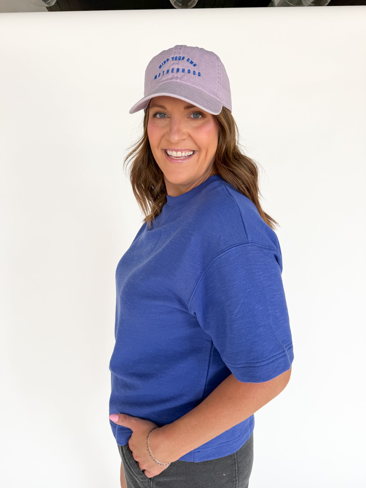 Crew Neck Short Sleeve Top- Blue - Ana Patricia Boutique