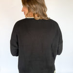 Wavy Hem Sweater- Black - Ana Patricia Boutique