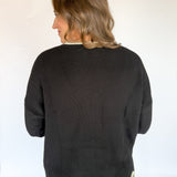 Wavy Hem Sweater- Black - Ana Patricia Boutique