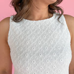 Sleeveless Lace Mini Dress- White - Ana Patricia Boutique