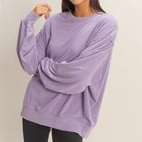 Mineral Wash Crewneck- Dusty Purple - Ana Patricia Boutique
