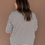 Oversized Stripe Tee- Brown/White