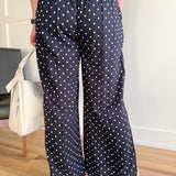 Polka Dot Wide Leg Pants- Navy - Ana Patricia Boutique