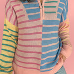 Half Zip Striped Sweater - Ana Patricia Boutique