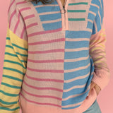 Half Zip Striped Sweater - Ana Patricia Boutique