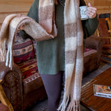 Oblong Plaid Scarf- Brown