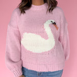 Swan Graphic Sweater- Pink - Ana Patricia Boutique
