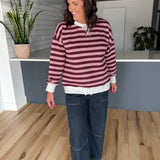 Color Contrast Pullover- Wine/Pink - Ana Patricia Boutique
